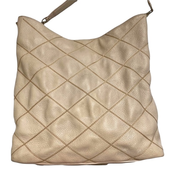 Tory Burch Womens Port Frida Blush Pink Diamond Stitched Pebbled Hobo Tote $548 - Picture 9 of 12